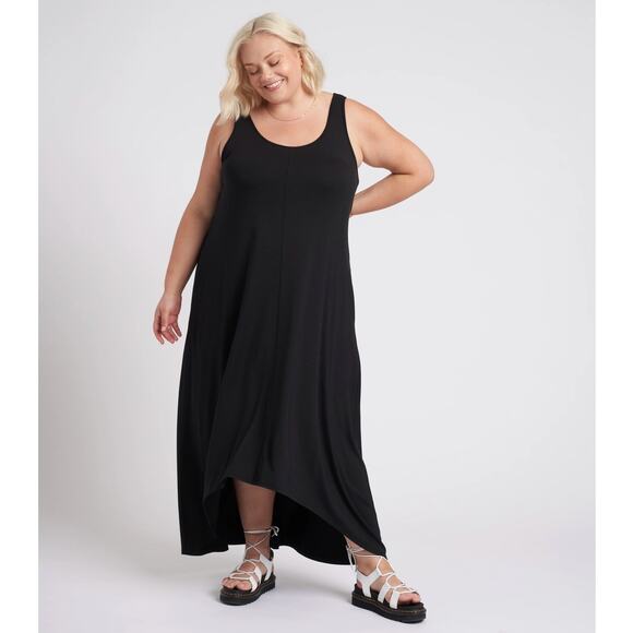 UNIVERSAL STANDARD Athena Divine Jersey Maxi Dress Black Sz 10/12 {A24} - Picture 1 of 7